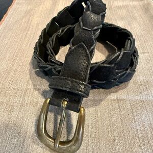 Braided Black Leather Belt